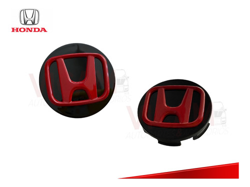 2 Centros De Rin Honda Fit Negro/logo Rojo 58 Mm Foto 4