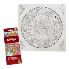 Kit De Arte Mandala Diseños Infantil Para Colorear 10colores