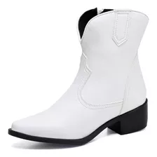 Bota Country Feminina Branco Cano Médio Original Dubuy