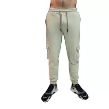 Joggin Cargo Jogger Algodon Rustico Puño Liso Bolsillo