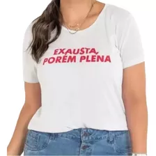 Blusa T-shirt Feminina Estampa Frontal Plus Size Manga Curta