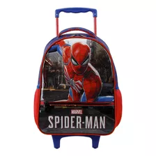 Mochila Escolar Infantil C/ Rodas Homem Aranha 11671 Xeryus Cor Azul E Vermelho