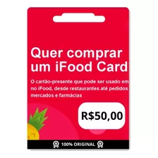 Cartão Presente Ifood R$ 50 Digital Ifood Card Promoção