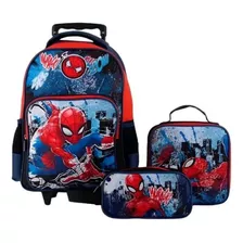 Pack Escolar Mochila Lonchera Estuche Spiderman 8280 - Intek