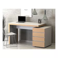 Escritorio Ciudad Muebles Para Pc Con Cajoneras Melamina De 142cm X 78cm X 55cm Blanco Y Haya