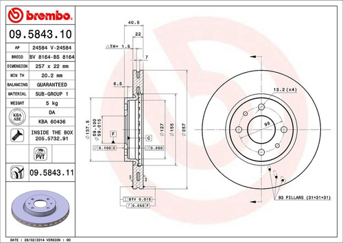 Disco Brembo Fiat Fiorino 1.3d Multijet 2016-2019 Del Pza Foto 2