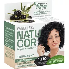 Kit Tintura Natucor Tinta De Cabelo Tom 1.110 Preto Intenso Profundo X 12g