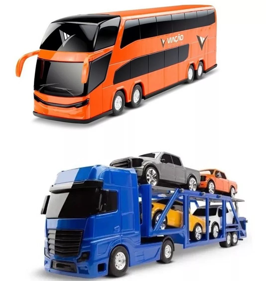 Ônibus C/ 2 Andares + Caminhão Cegonheira Cegonha Roma-kit02