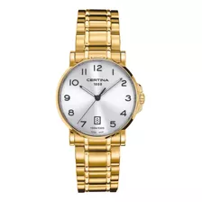 Reloj Certina Ds Caimano Para Hombre, C017.410.33.032.00 Color De Correa Dorado Y Bisel Dorado, Color De Fondo Blanco