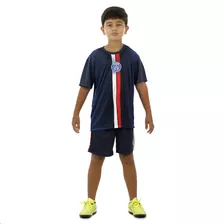 Camisa E Shorts Time Infantil Uniforme Futebol Psg 2024