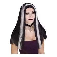 Peluca Morticia Para Disfraz Larga Personajes Morticia X1 Ek