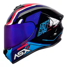 Capacete Asx Draken Cougar Azul + Viseira Extra Colorida!