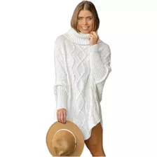 Blusa Poncho Feminino Tricot Golão Pesado Macio Quente