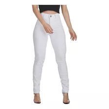 Calça Jeans Skinny Branca Cintura Alta Não Fica Transparente