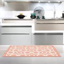 Alfombra Baja De Cama Y Cocina Flor Hindu Coral 70 X 100 Cm