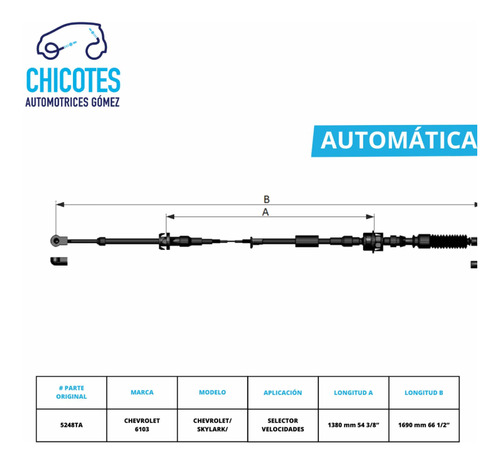 Chicote Selector De Velocidades Chevrolet Skylark Automtico Foto 2
