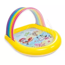 Alberca Inflable Techo Arcoiris Y Chorros Agua Hogar Intex Color Amarillo