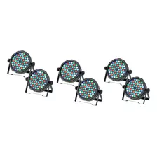 Kit 6 Pçs Par Led 54 Led 3w Canhão Jogo De Luz Slim Rgbw Dmx