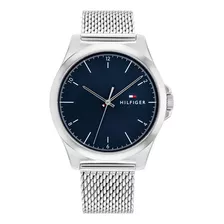 Reloj Tommy Hilfiger Becker Hombre 1710547 Color De La Correa Plateado Color Del Fondo Azul