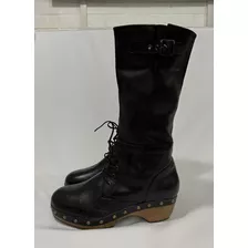 Bota Sueco 100% Cuero Marca Natacha N*40 Negro Usado