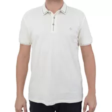 Camisa Polo Masculina Dudalina Jacquard Bege Claro - 087521