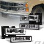 For 1988-2000 Gmc C10 C/k Sierra Black Headlights+bumper Gt2