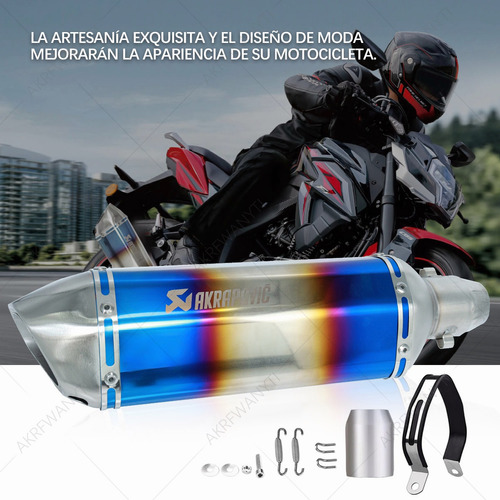 Escape Silenciador Moto Universal Deportivo Doble Azul 37 Cm Foto 8