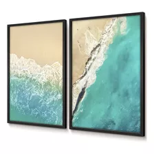 Quadros Decorativos Quarto Vidro Kit Praia Vista Aérea 60x90