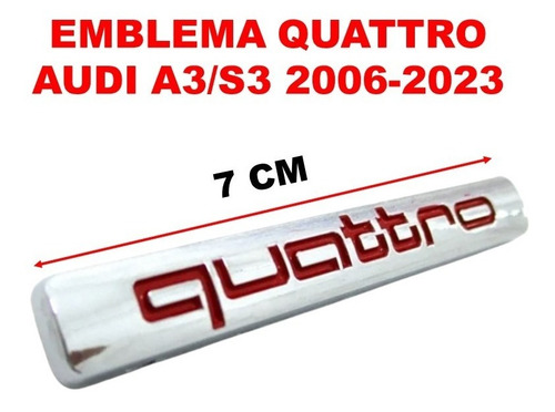 Par De Emblemas Quattro Audi A3/s3 2006-2023 Crom/rojo Foto 7