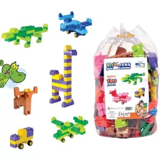 Kit Blocos Infantil Bolsa Com 180 Peças Grandes - Maptoy