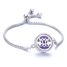 Pulseira Difusor Pessoal Aromaterapia Flor De Lotus Prateada