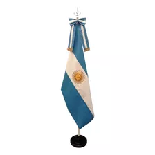 Combo Argentina Grande: Base, Asta, Bandera Con 1 Sol Y Moño