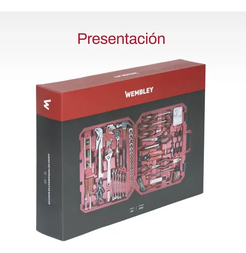 Set Herramientas Manuales Combinada Hogar Wembley 140pz 8743 Rojo