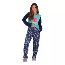 Pijama Manga Longa Felpado Layla Suede Inverno