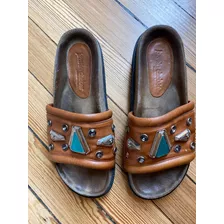 Sandalias Jazmin Chebar N 39 De Cuero Con Piedras Y Apliques