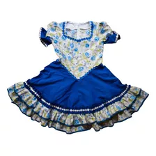 Vestido De Huasa Mujer Hecho A Mano Azul Talla L