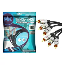 Cabo 3rca+3rca Plug Metal Fitz 10 Metros Altíssima Qualidade