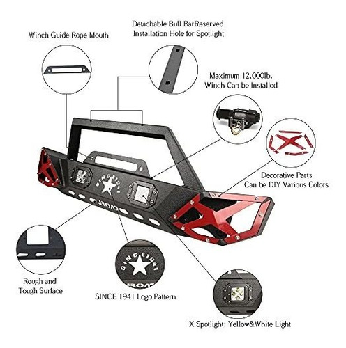 Defensas - Jroad Compatible With Stubby Front Bumper Jeep Wr Foto 5