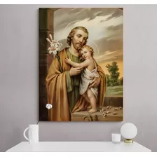 Quadro Decorativo São José E O Menino Jesus Sala 60x90cm