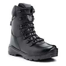 Bota Militar Acero Tiger Latego Preto Couro Brilhante Com Ca