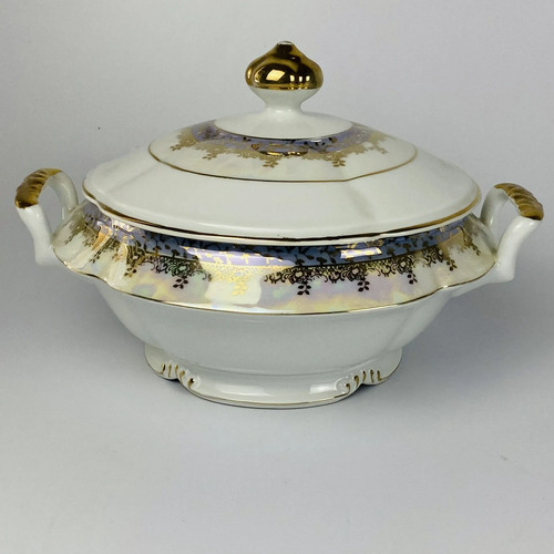 Jogo De Jantar Porcelana Real Filetado Ouro 37 Peças Branco 8