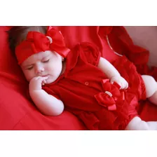 Saida Maternidade Bebe Menina Verão Vermelha