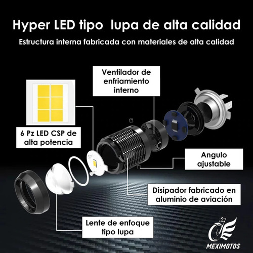 Foco Led Proyector Premium 5000lm Auto Moto H4 Bi-color 1pz Foto 4