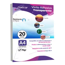 Papel Vinilo Adhesivo Transparente Imprimble Inkjet A4 20hjs