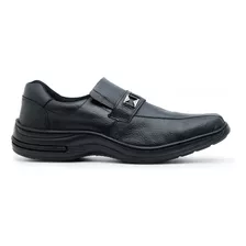 Sapato Masculino Social Mocassims Couro Ortopédico Preto