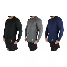 Kit 3 Camisa Térmica Masculina Proteção Solar Tecido Gelado