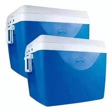 Kit 2 Caixas Cooler Termico 75l Azul Bebidas Pesca Piscina