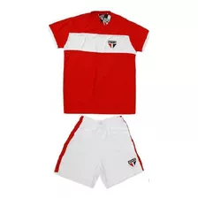 Camiseta E Short Infantil Basico Vermelho/branco São Paulo
