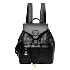 Backpack Mujer Antirrobo Moda Multi-bolsa Mochila Bolso De Casual Color Negro Diseño De La Tela Liso