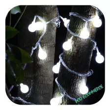 Cordão 100 Leds Bolinhas Brancas Bivolt 10m Decoração Natal Cor Das Luzes Branco Frio 110v/220v